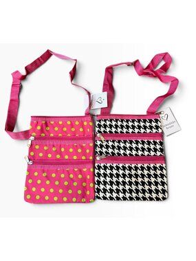 Lot of 2 Houndstooth Polka Dot Crossbody Bags Cell Phone Purse Shoulder Bag NWT